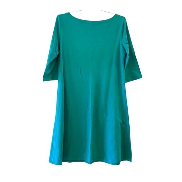 Eileen Fisher Womens Shift Dress Turquoise Green Ballet Neck 3/4 Small New - Picture 5 of 8